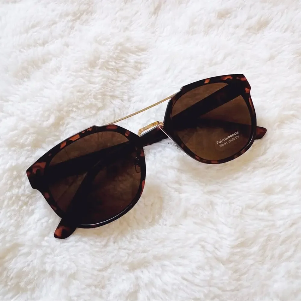 Ansel Tortoise Brown Bold Round Sunglasses